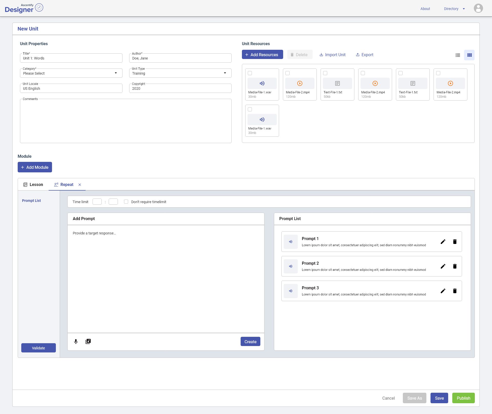 Settings screen